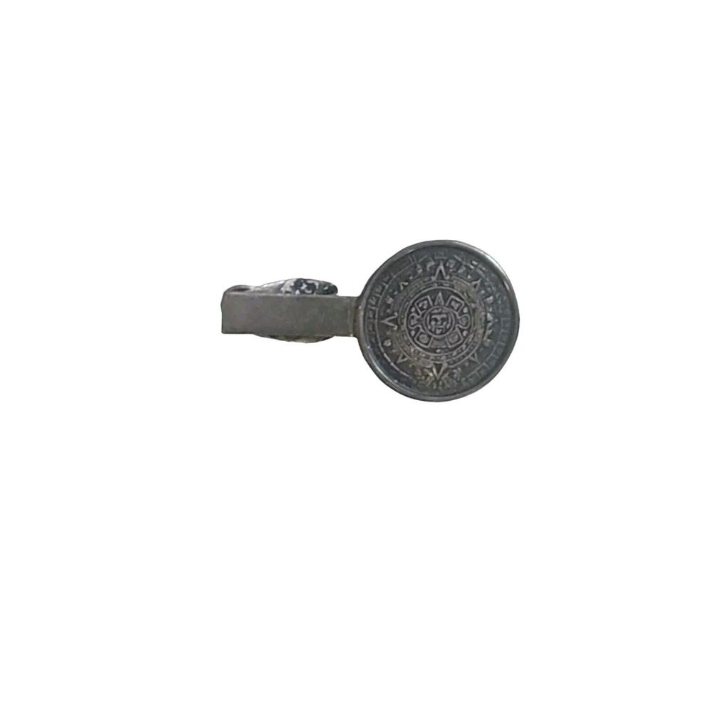Vintage TAXCO Sterling‎ Silver Aztec Calendar Tie Clasp MADE IN MEXICO